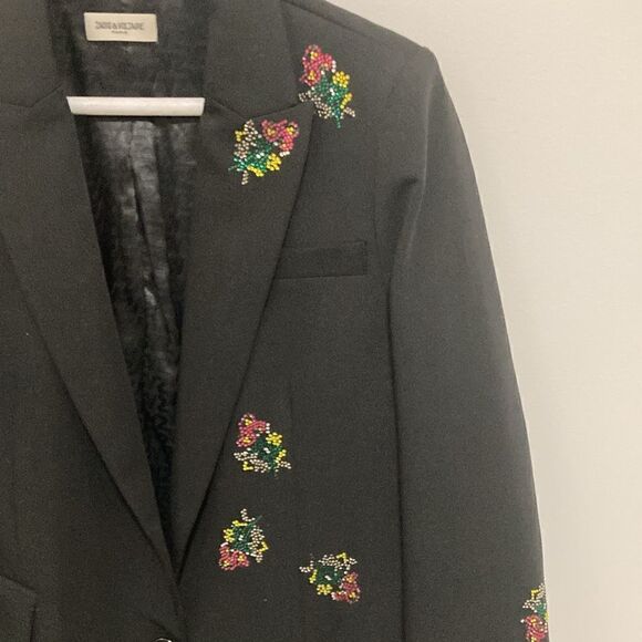 Zadig & Voltaire Venus Diamanté Flower Black Woman’s Blazer. FR 34/US 2. - Picture 9 of 13